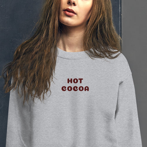 Hot Cocoa Sweatshirt Embroidered Hot chocolate Pullover Crewneck