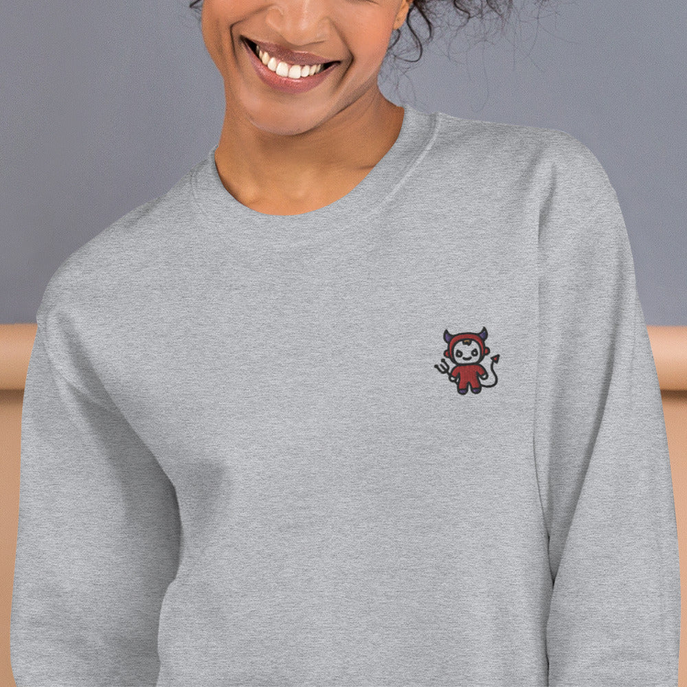 Cute Devil Sweatshirt Embroidered Cute Satan Pullover Crewneck