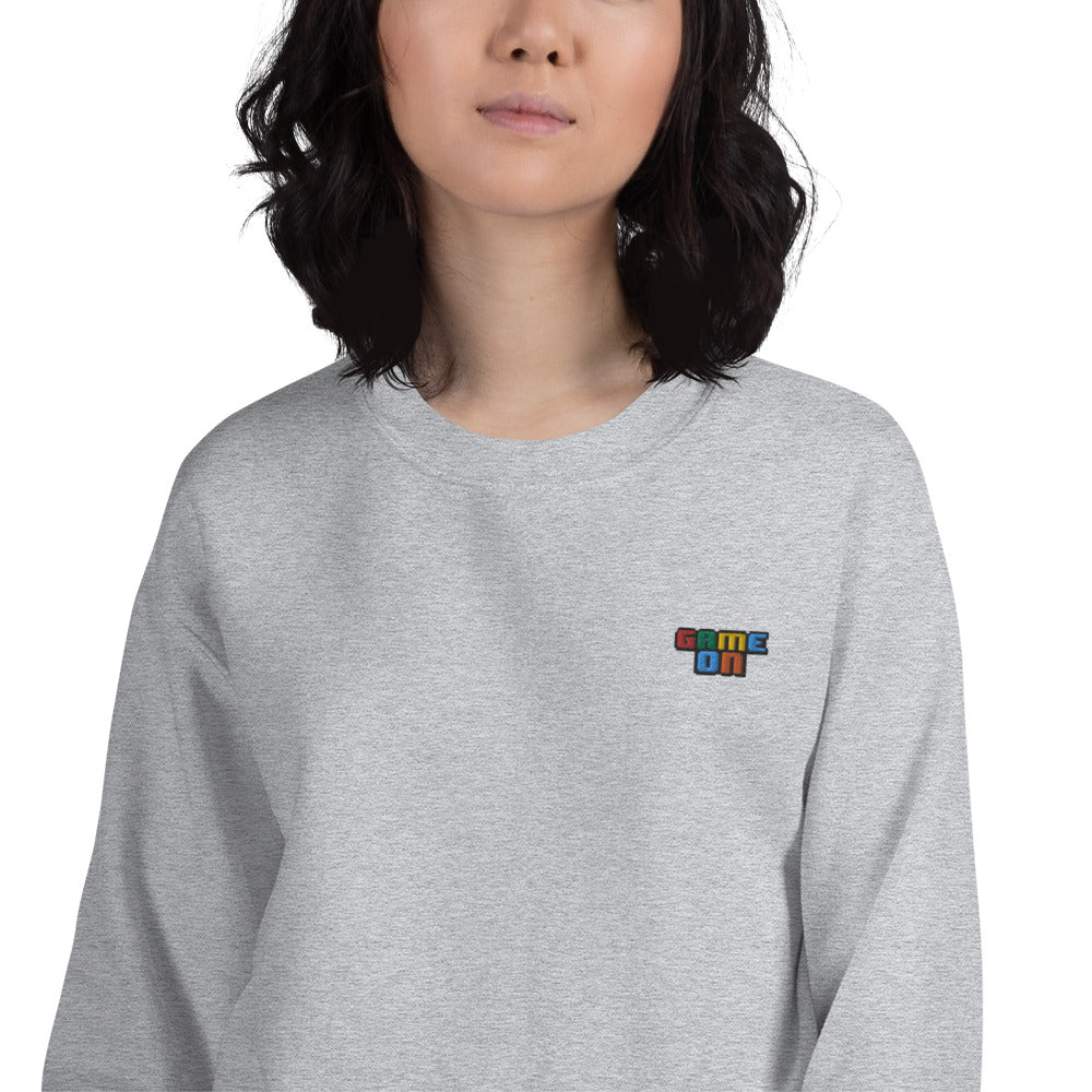 Embroidered Game On Pullover CRewneck Sweatshirt for Gamers