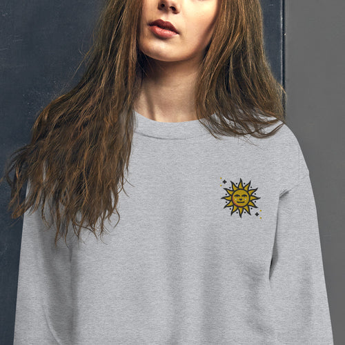 Sun Sweatshirt Cute Embroidered Astrology Sun Pullover Crewneck