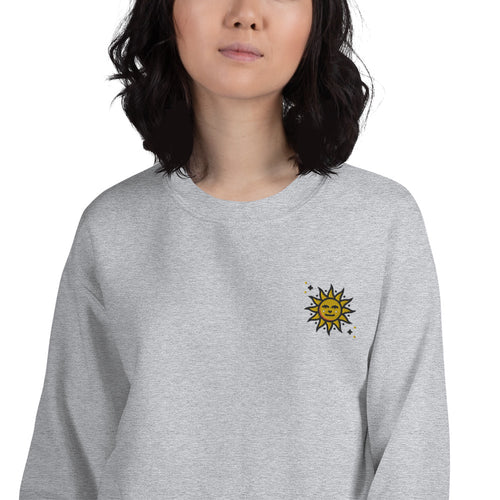 Sun Sweatshirt Cute Embroidered Astrology Sun Pullover Crewneck
