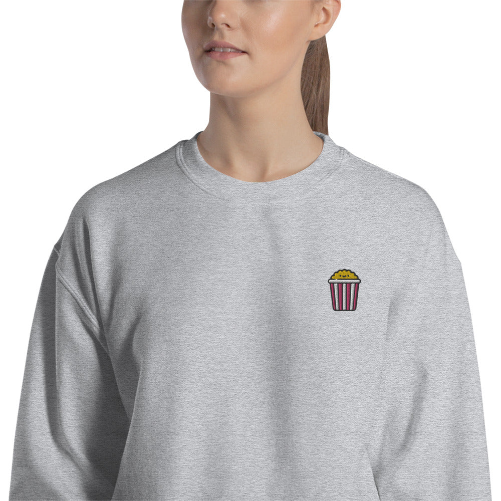 Movie Theater Popcorn Sweatshirt Embroidered Popcorn Pullover Crewneck