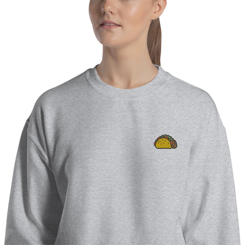 Taco Sweatshirt Embroidered Taco Lover Pullover Crewneck