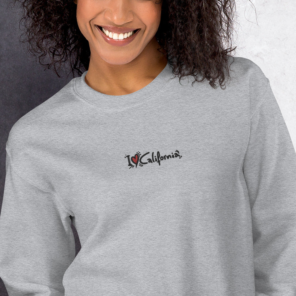 I Love California Sweatshirt Embroidered Cali Love Pullover Crewneck