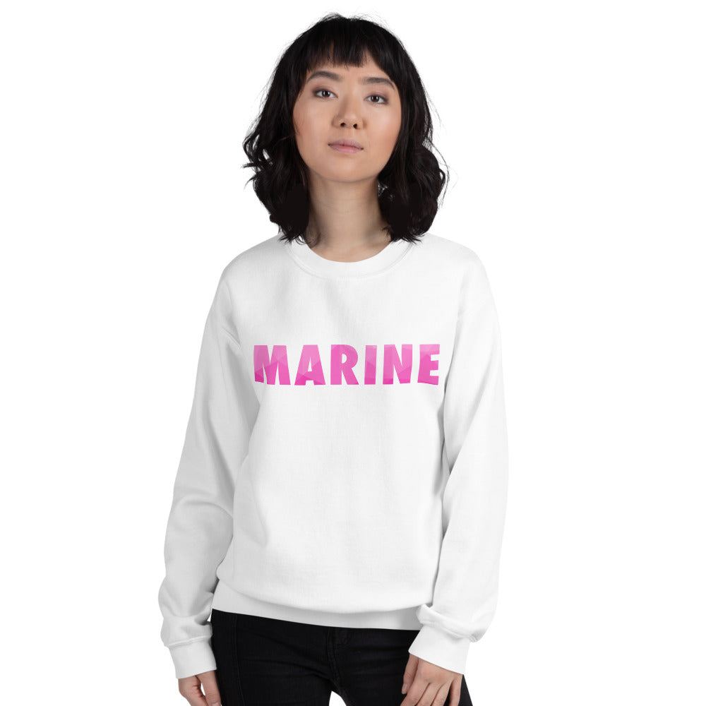 Marine Sweatshirt | Cute Pink One Word Crew Neck for Women