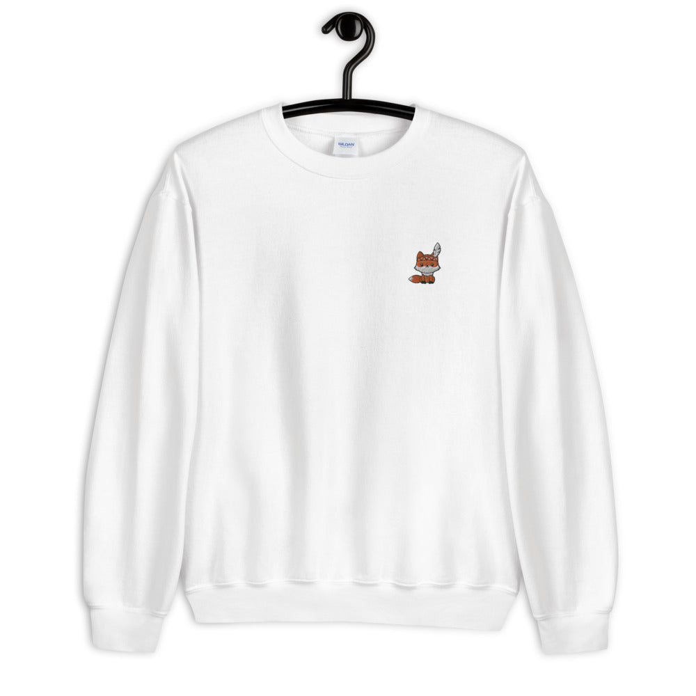 Kawaii Fox Embroidered Pullover Crewneck Sweatshirt for Women