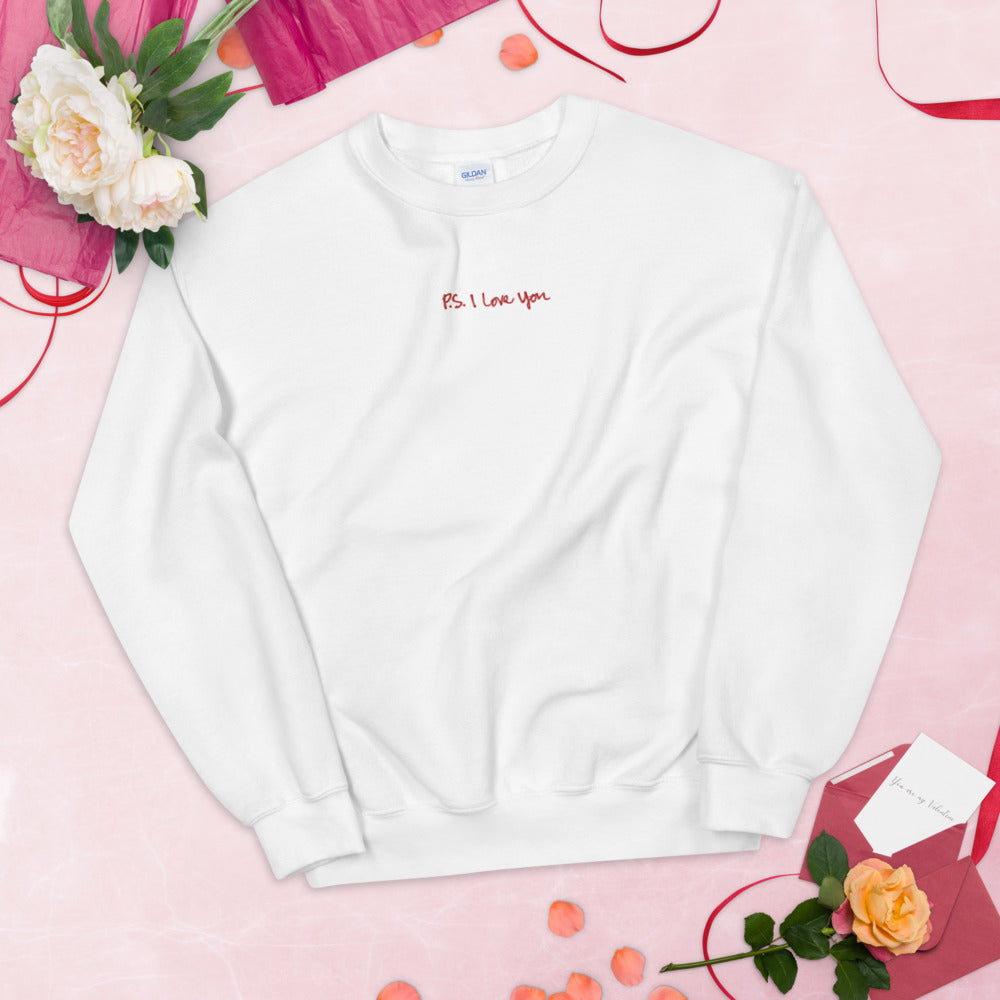 P.S. I Love You Sweatshirt Embroidered Cute Pullover Crewneck