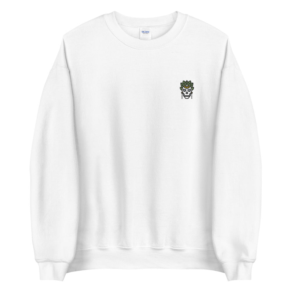 Day Of The Dead Skull Embroidered Pullover Crewneck Sweatshirt