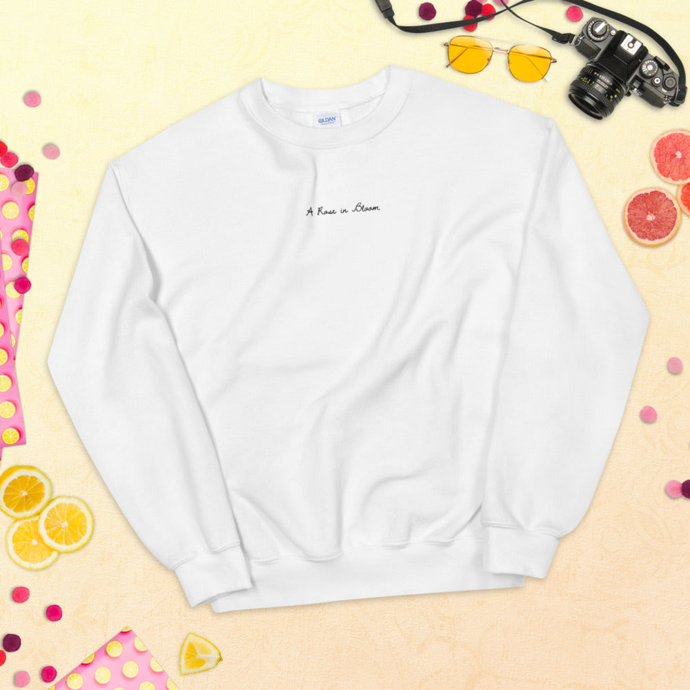 A Rose in Bloom Sweatshirt Embroidered Cute Pullover Sweatshirt