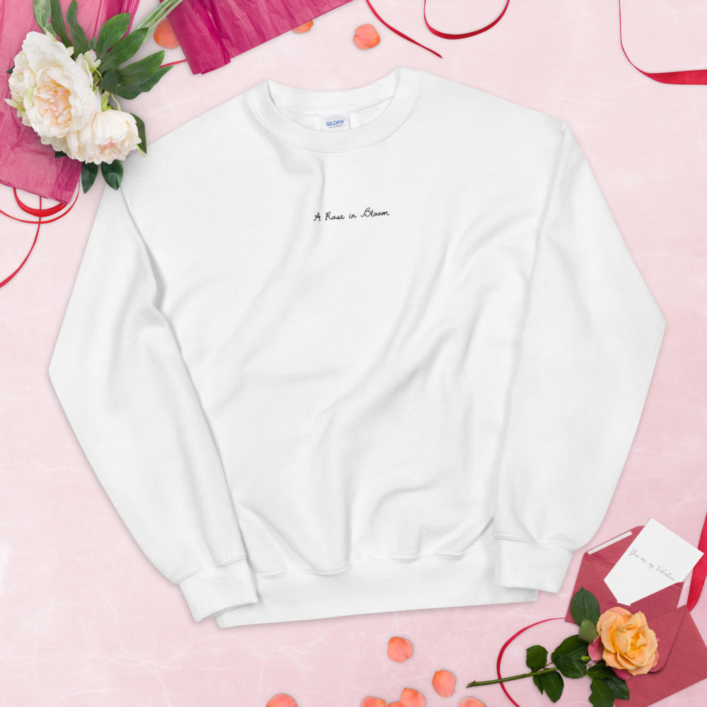 A Rose in Bloom Sweatshirt Embroidered Cute Pullover Sweatshirt