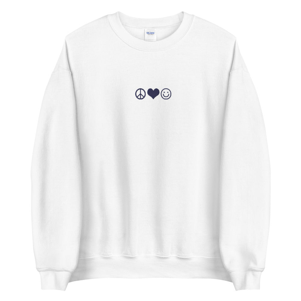 Love Peace Smile Sweatshirt Embroidered Pullover Crewneck