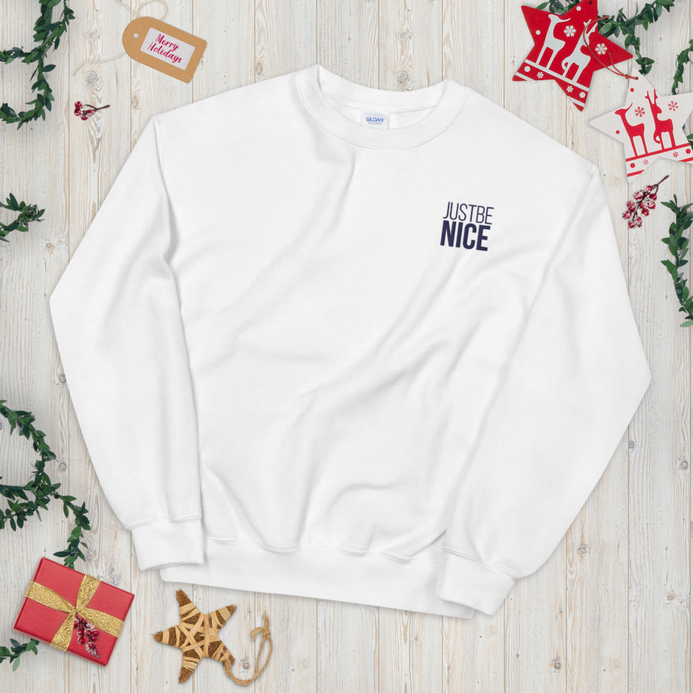 Just Be Nice Sweatshirt Embroidered Meme Quote Pullover Crewneck