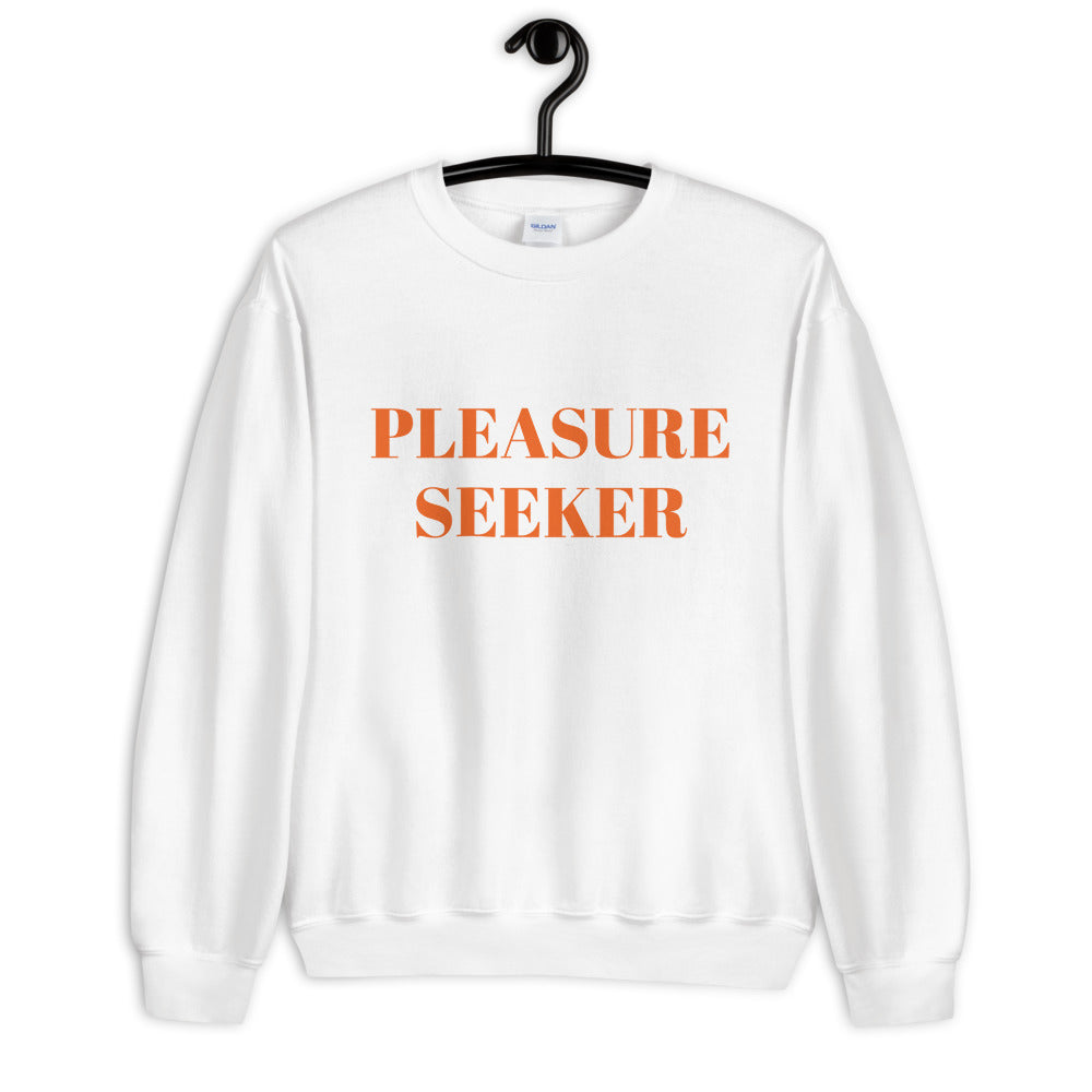 White Pleasure Seeker Pullover Crew Neck Sweatshirt for Women