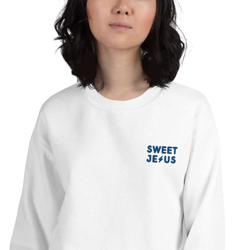 Sweet Jesus Custom Embroidered Pullover Crewneck Sweatshirt