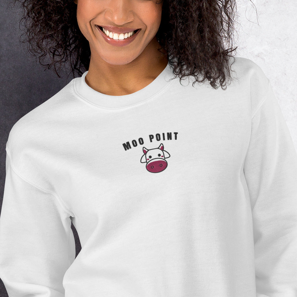 Joey's, It's a Moo Point Friends Meme Embroidered Crewneck Sweatshirt