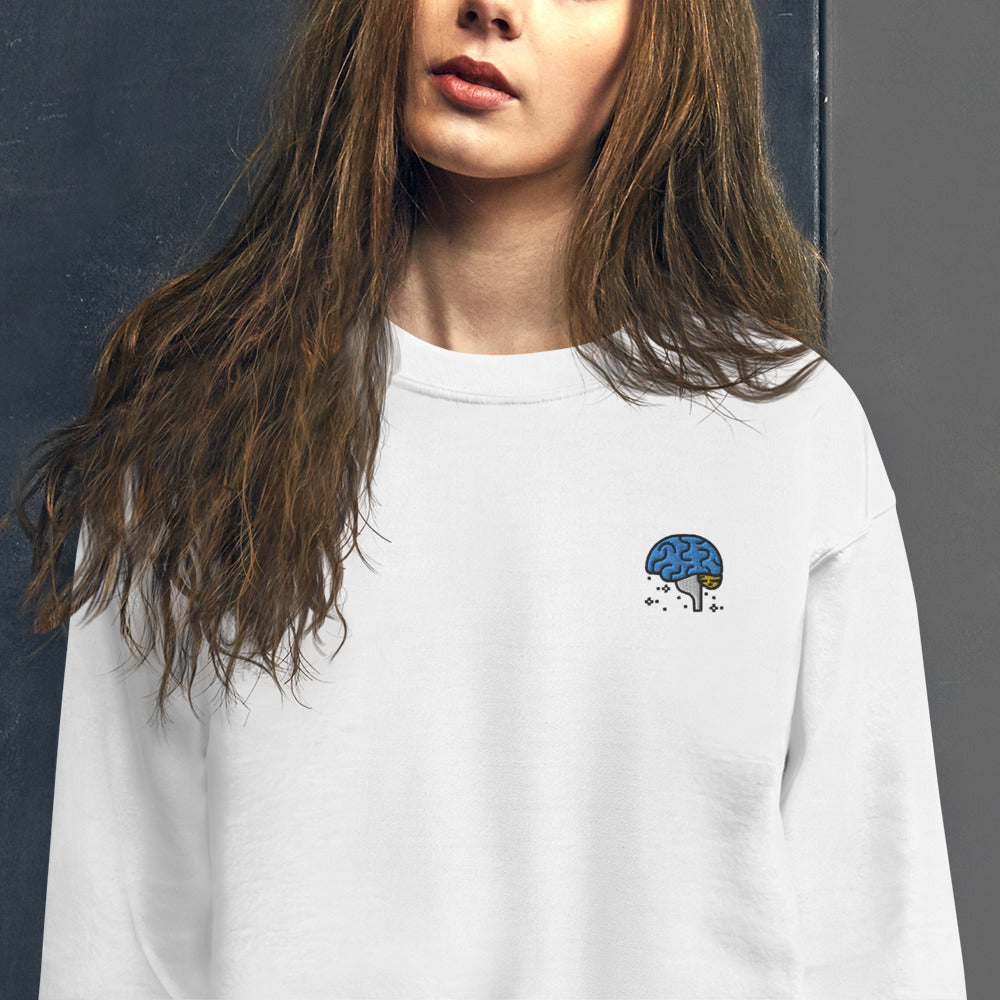 Brainy Girl Sweatshirt Intellectual Embroidered Pullover Crewneck