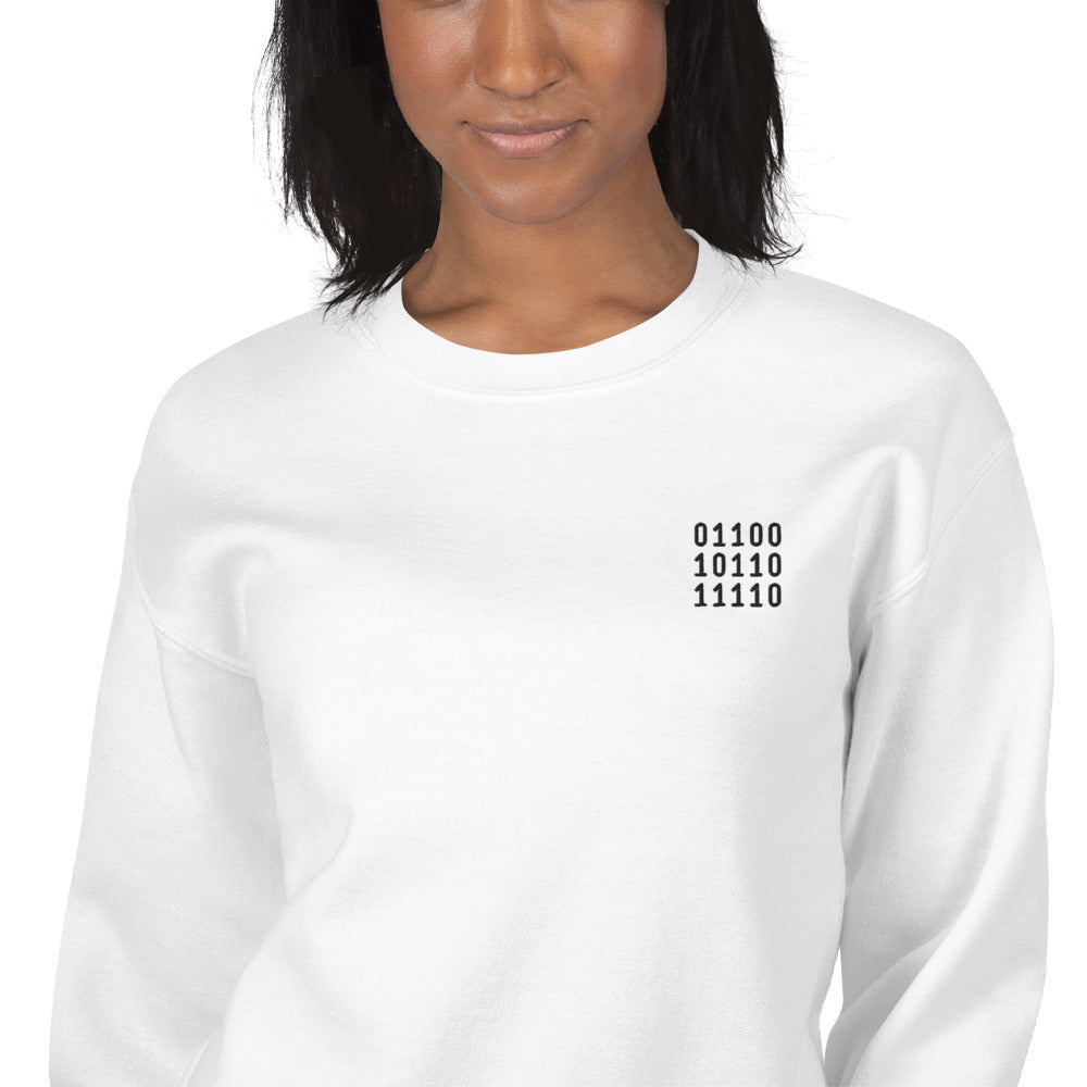 Binary Code Sweatshirt Embroidered Code Geek Pullover Crewneck