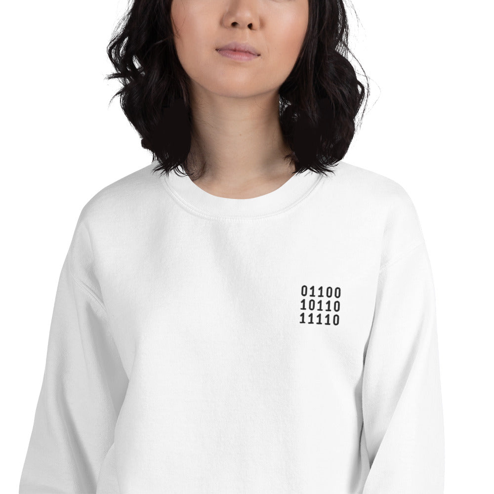 Binary Code Sweatshirt Embroidered Code Geek Pullover Crewneck