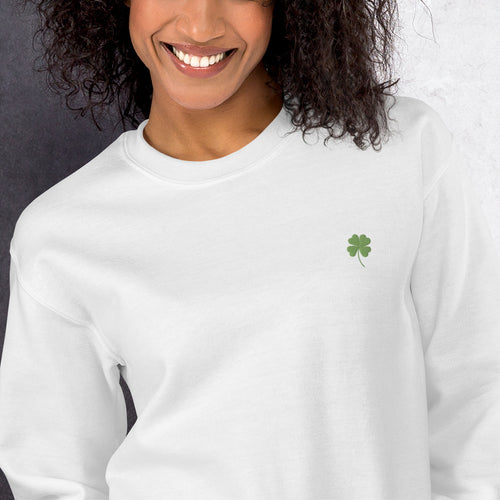 Clover Sweatshirt Embroidered Shamrock Pullover CRewneck