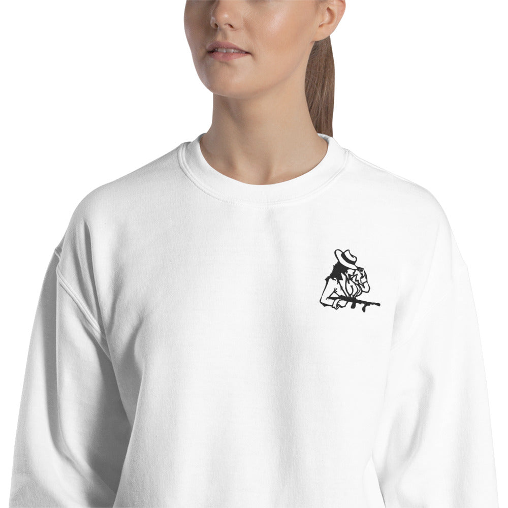 Gangster Girl Sweatshirt Embroidered State Gun Girl Pullover Crewneck