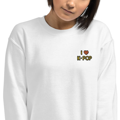 I love Kpop Sweatshirt Embroidered Love K-pop Pullover Crewneck