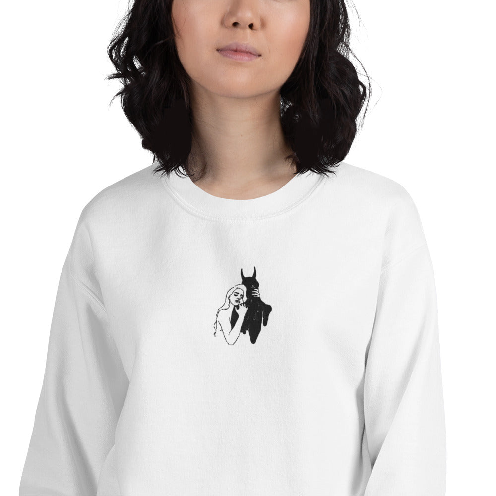 Fell in Love With The Devil Sweatshirt Embroidered Pullover Crewneck