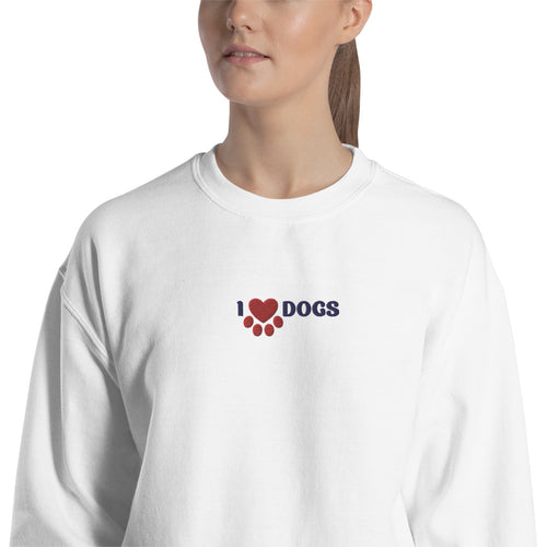 I Love Dogs Sweatshirt Embroidered Pet Dogs Love Pullover Crewneck