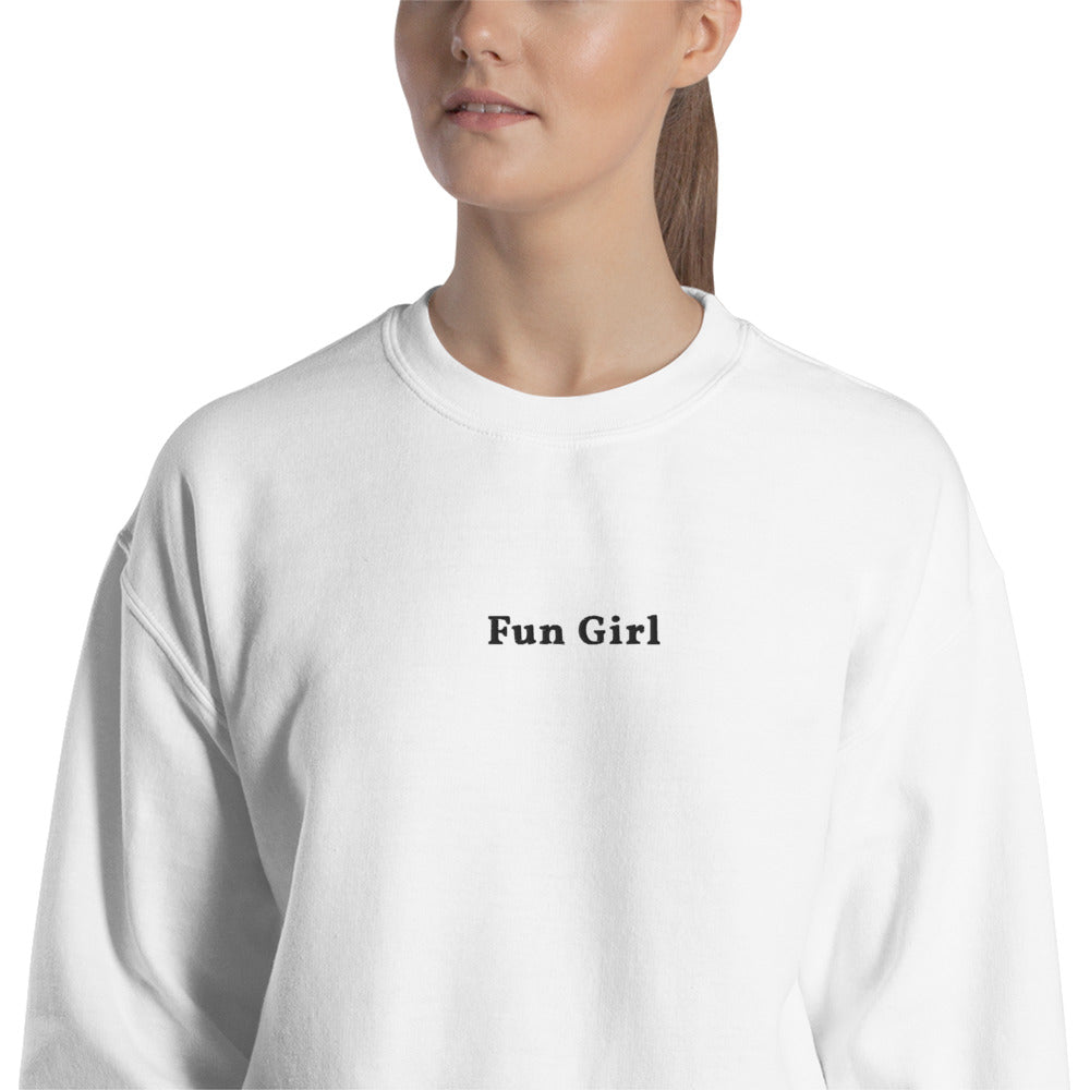 Fun Girl Sweatshirt | Embroidered Fun Girl Pullover Crewneck