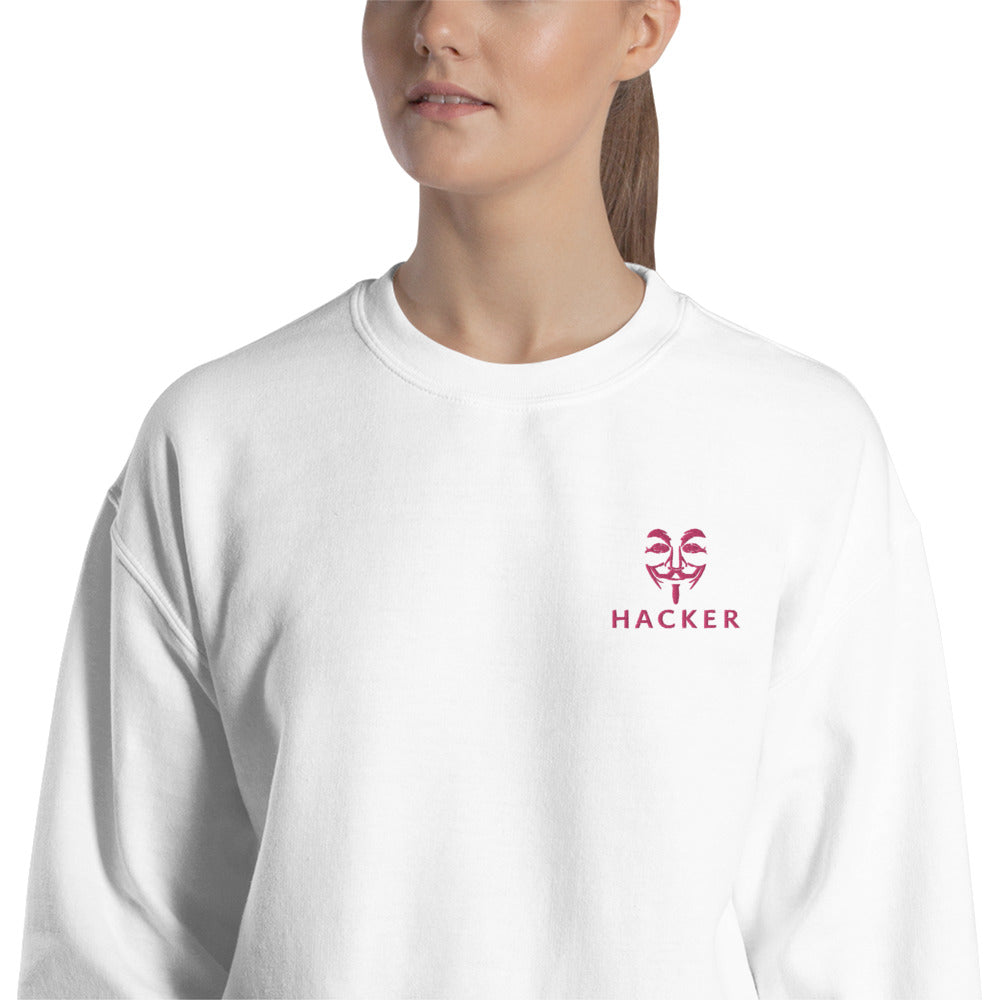 Hacker Sweatshirt | Embroidered Anonymous Hacker Pullover Crewneck