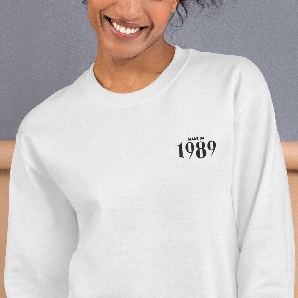 Made in 1989 Sweatshirt | Embroidered 1989 Pullover Crewneck